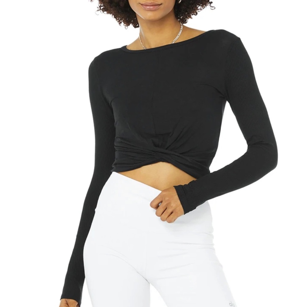 Alo cover long sleeve XS black crop top